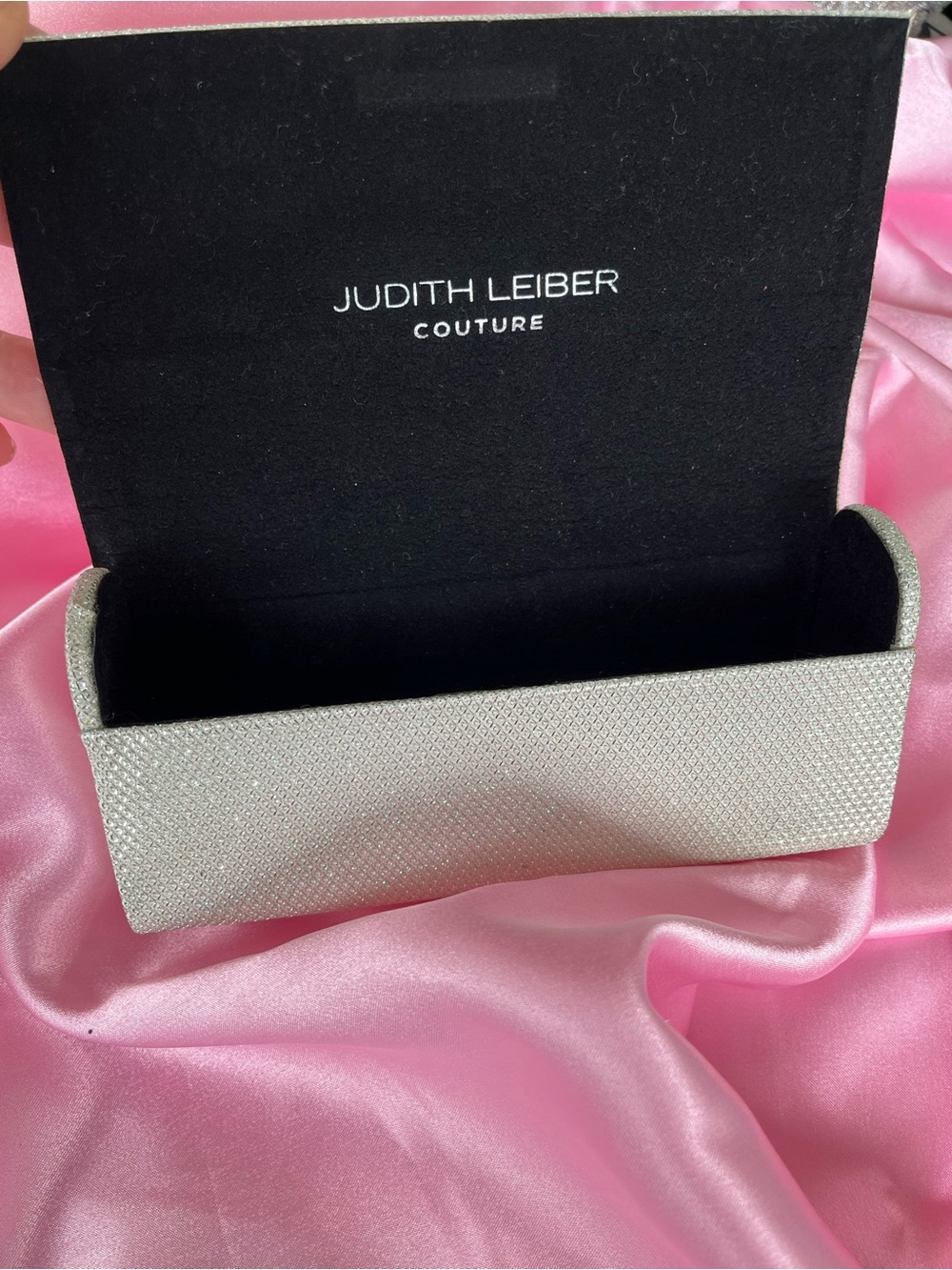 Judith Leiber Couture Silver Mesh Clutch / Sunglasses Case